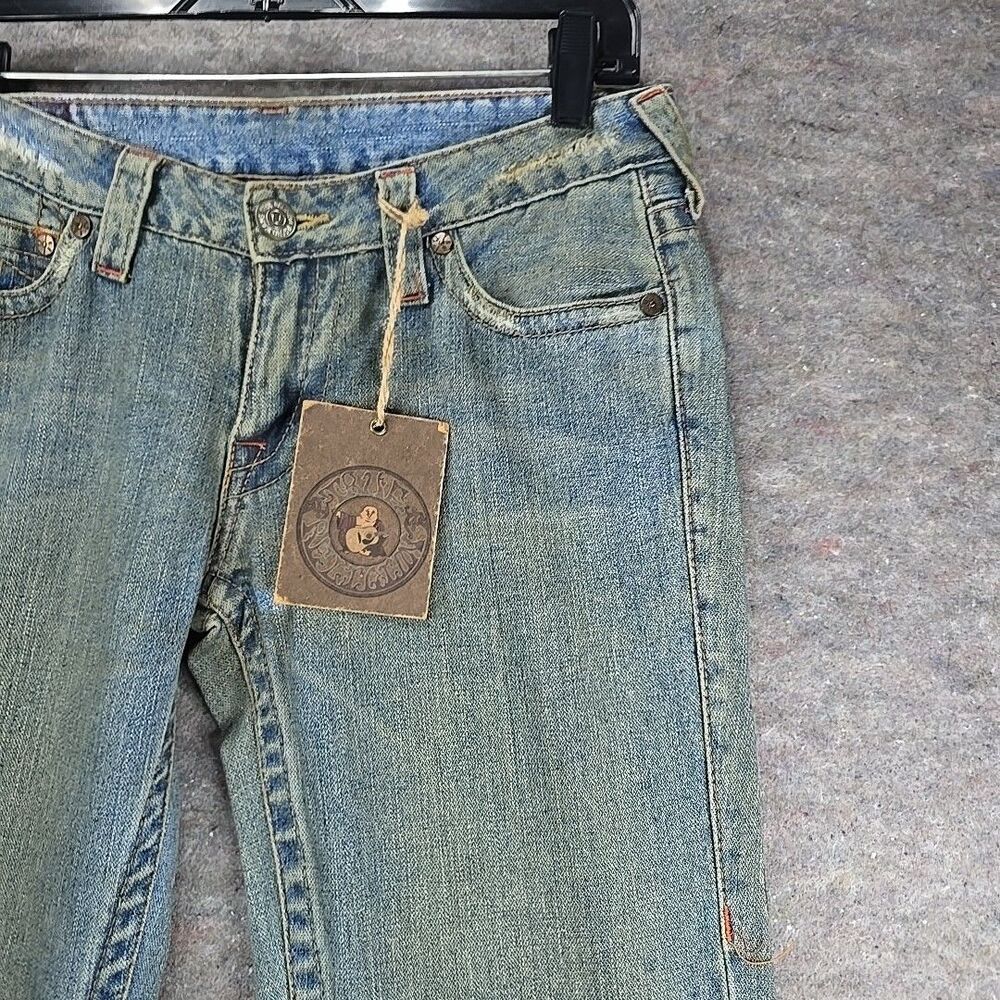 NWT True Religion Jeans Embroidered Size 29 Y2K Bobby Flare Lady Godiva Denim - Picture 3 of 15